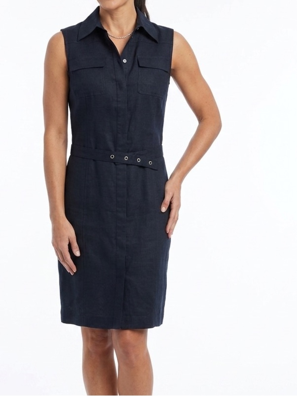 ELIE TAHARI Black Utility Midi Dress w Belt